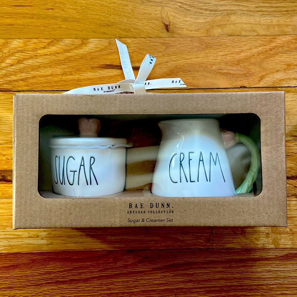 Rae Dunn Artisan Collection Sugar & Cream Pick Rose Set